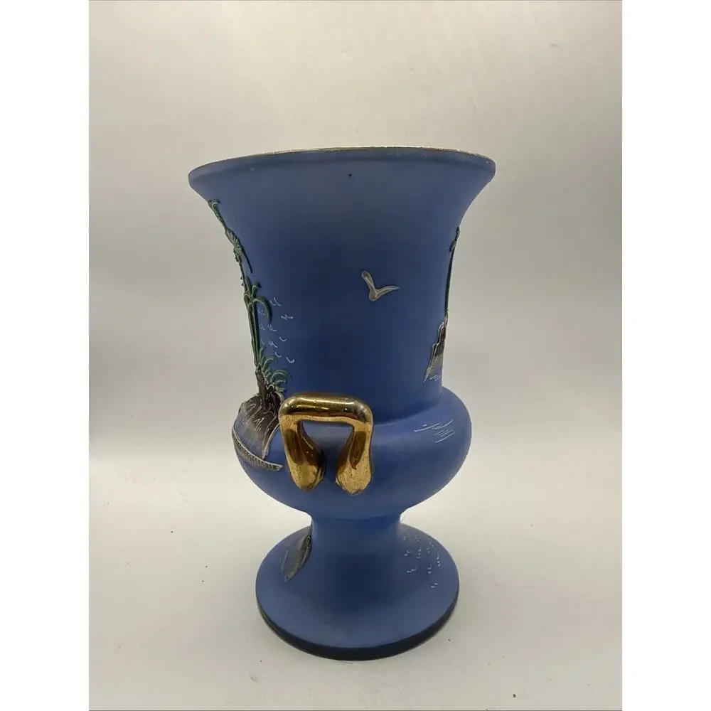 Japanese Hand Painted Moriage Vase Japan Noritake Morimura 7” Tall 1 Handle *